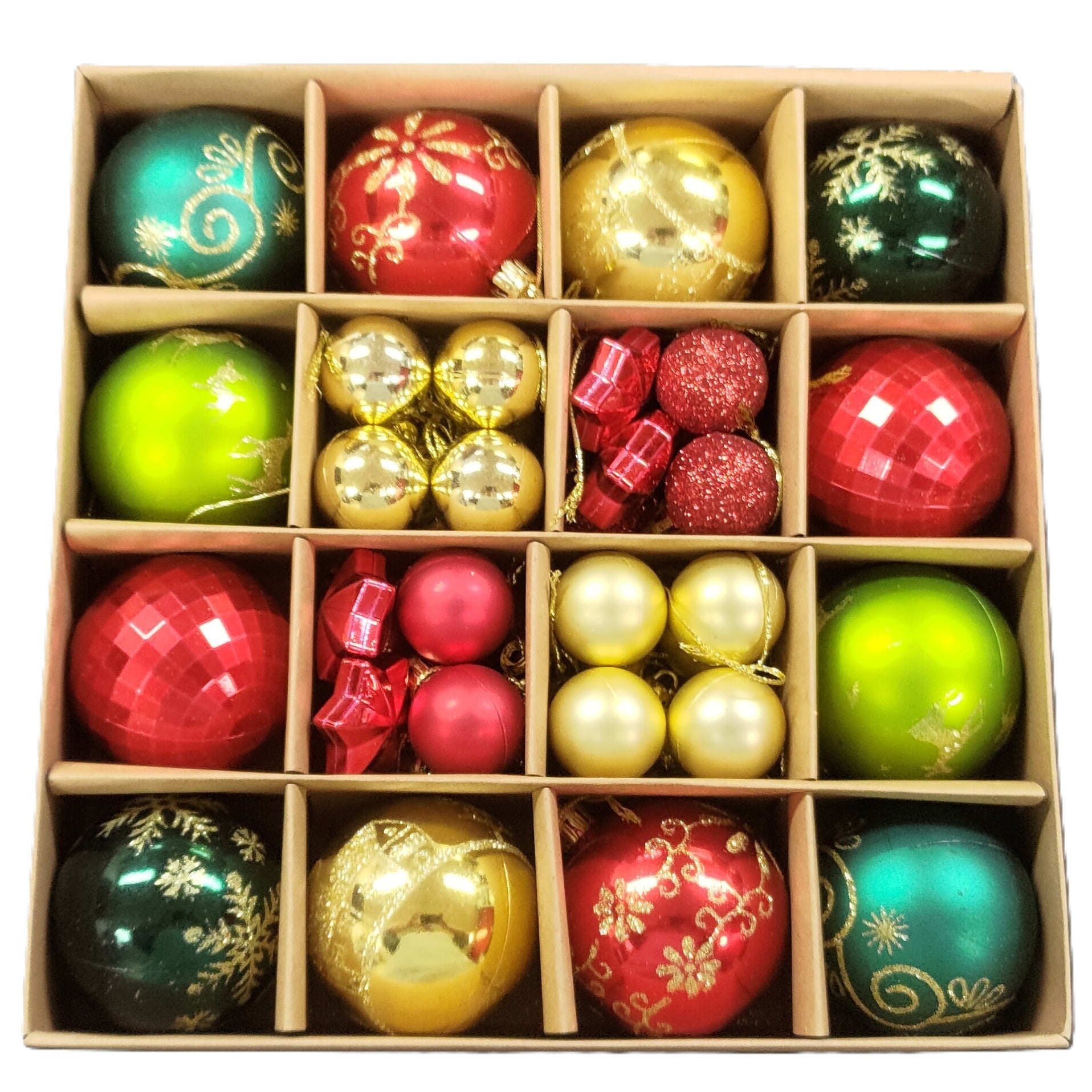 Christmas Tree Baubles Red, Green And Gold Set 44Pcs  | Bookazine HK