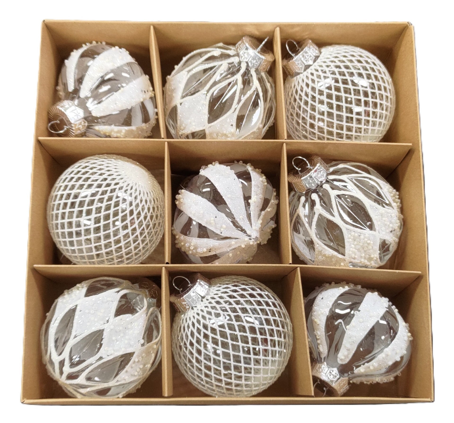 Christmas Tree Baubles Silver Set 9Pcs  | Bookazine HK