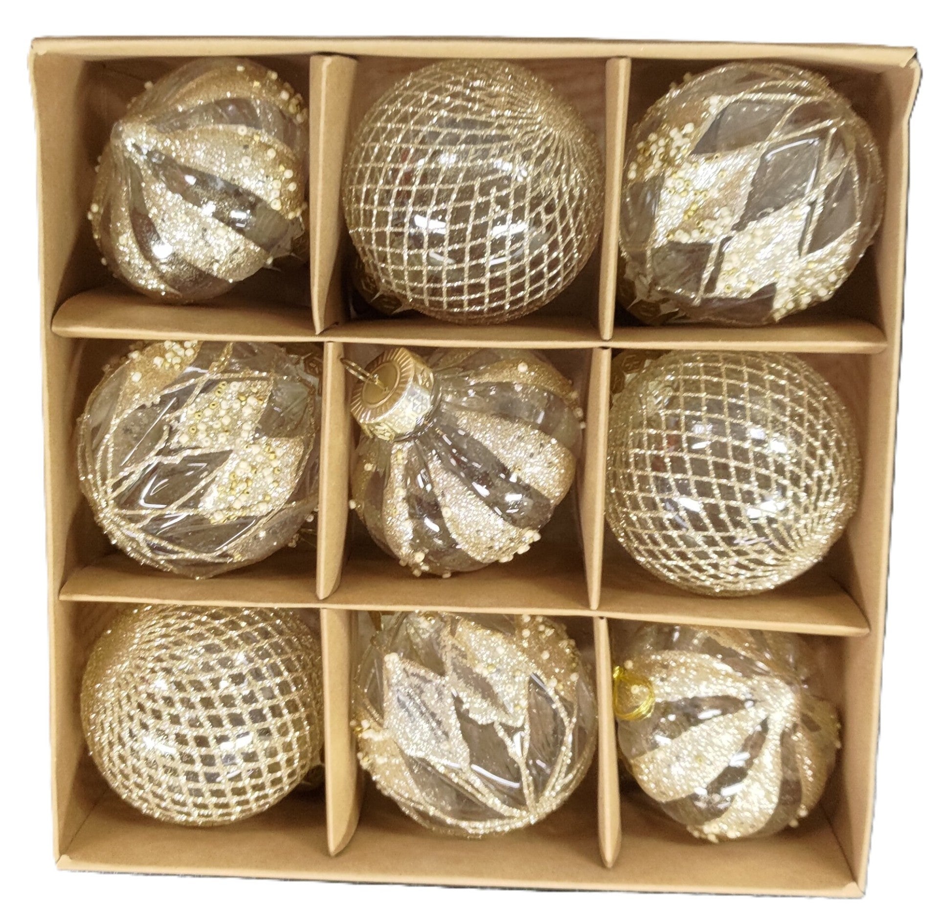 Christmas Tree Baubles Gold Set 9Pcs  | Bookazine HK