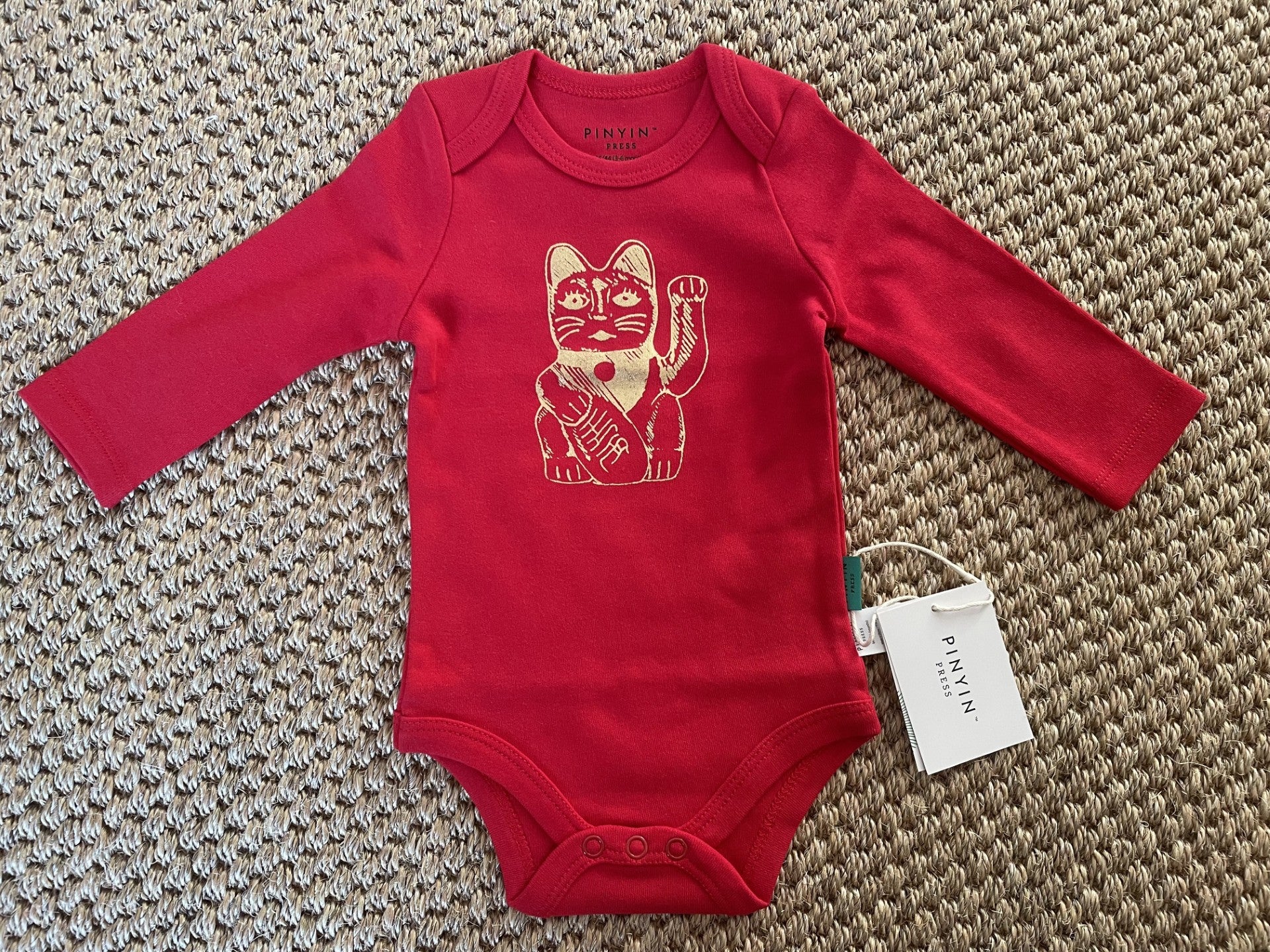 Gold Lucky Cat Baby Bodysuit | Bookazine HK