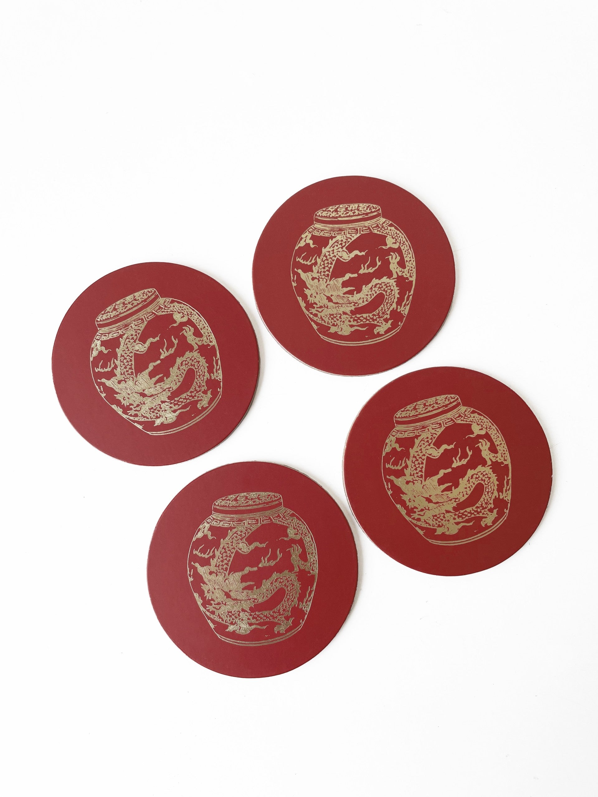 Red & Gold Ginger Jar Coasters | Bookazine HK