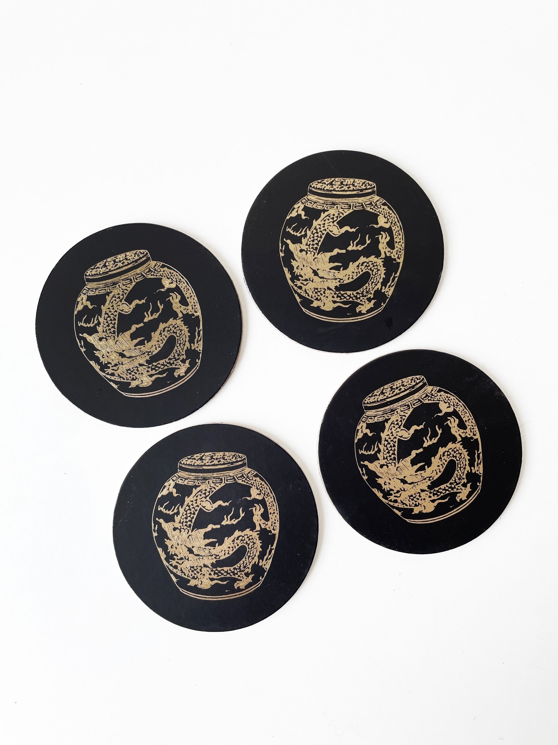 Black & Gold Ginger Jar Coasters | Bookazine HK