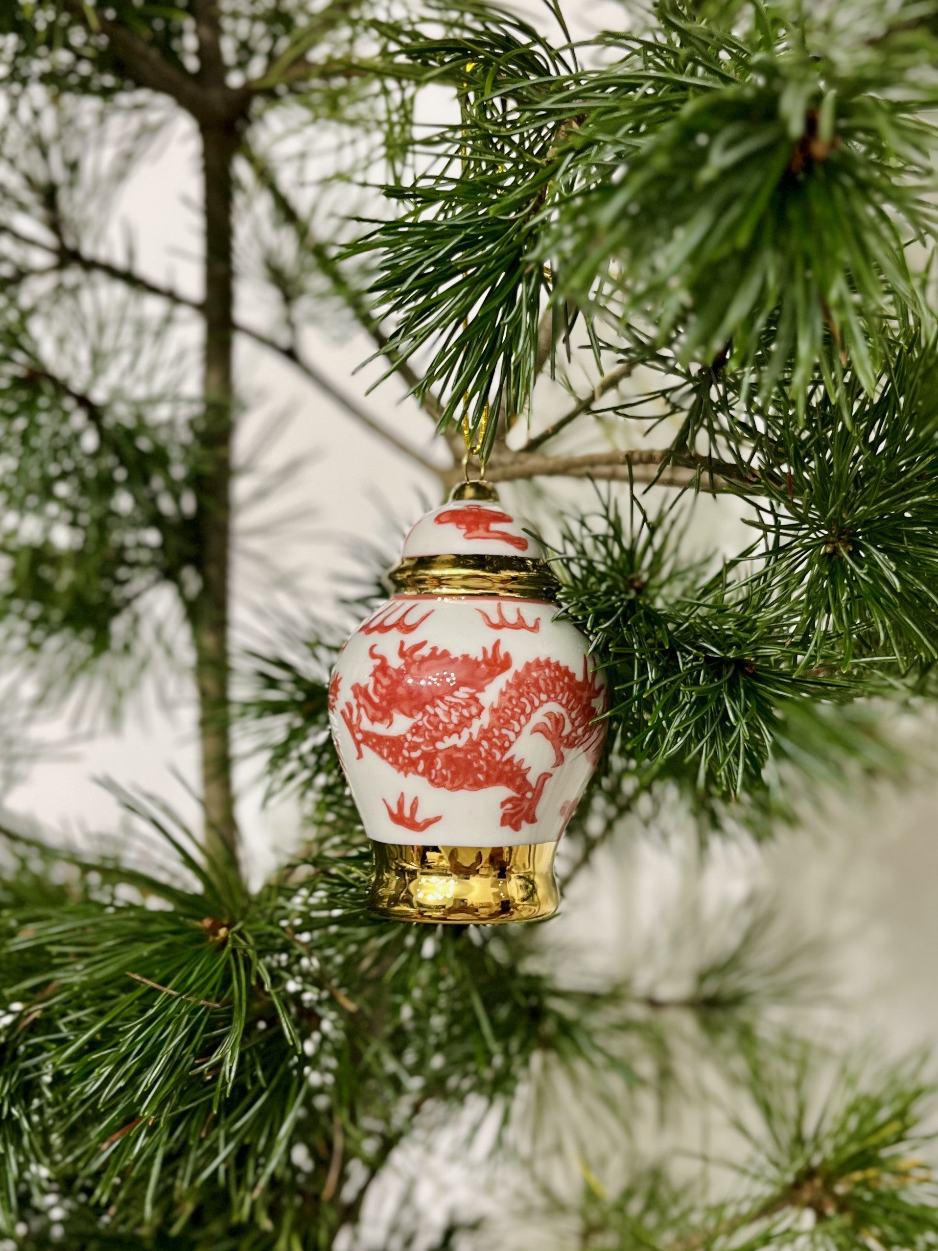 Ceramic Red Hibiscus Festive Glass Ornament   | Bookazine HK