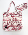 Red Toile Canvas Bag With Pouch | Bookazine HK