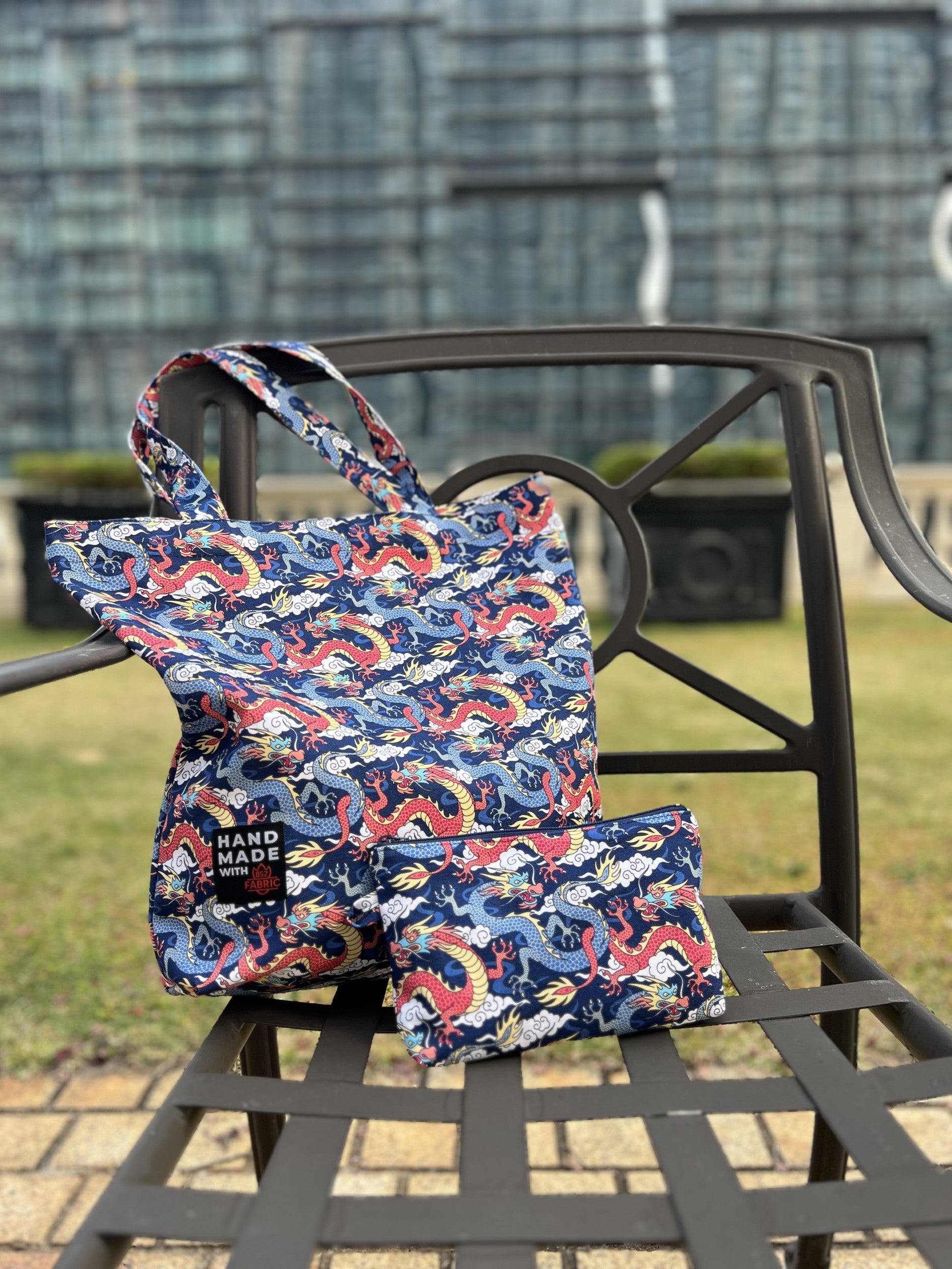 Dragon Navy Canvas Bag With Pouch | Bookazine HK