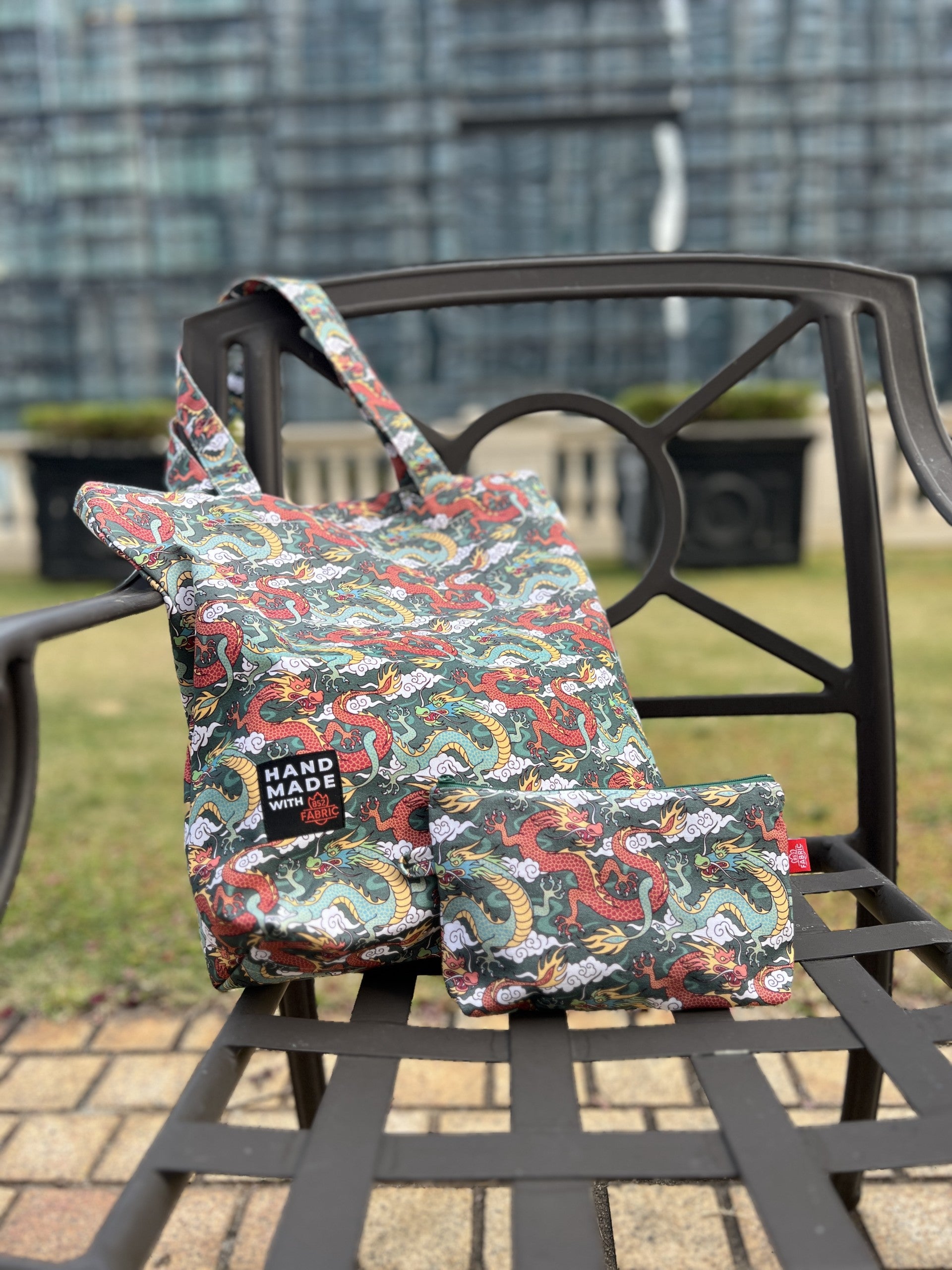 Dragon Green Canvas Bag With Pouch | Bookazine HK