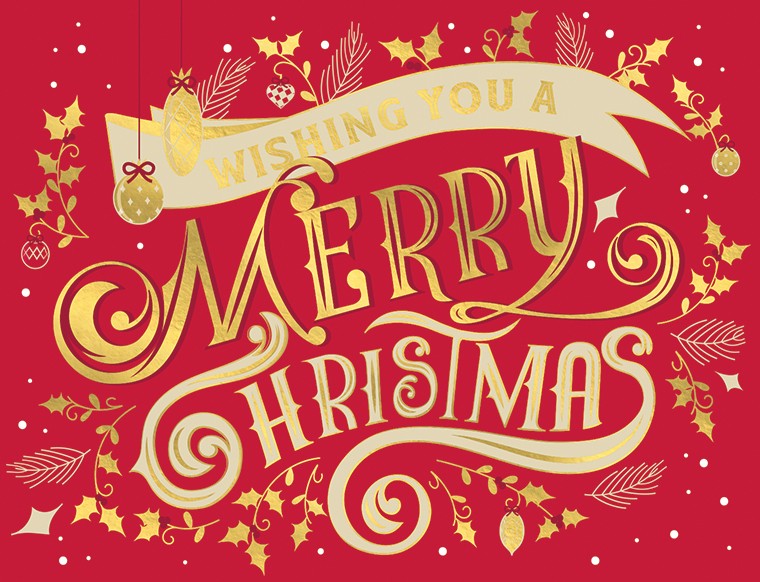 Vintage Gold Christmas Lettering Petite Boxed Cards Pack Of 20 | Bookazine HK