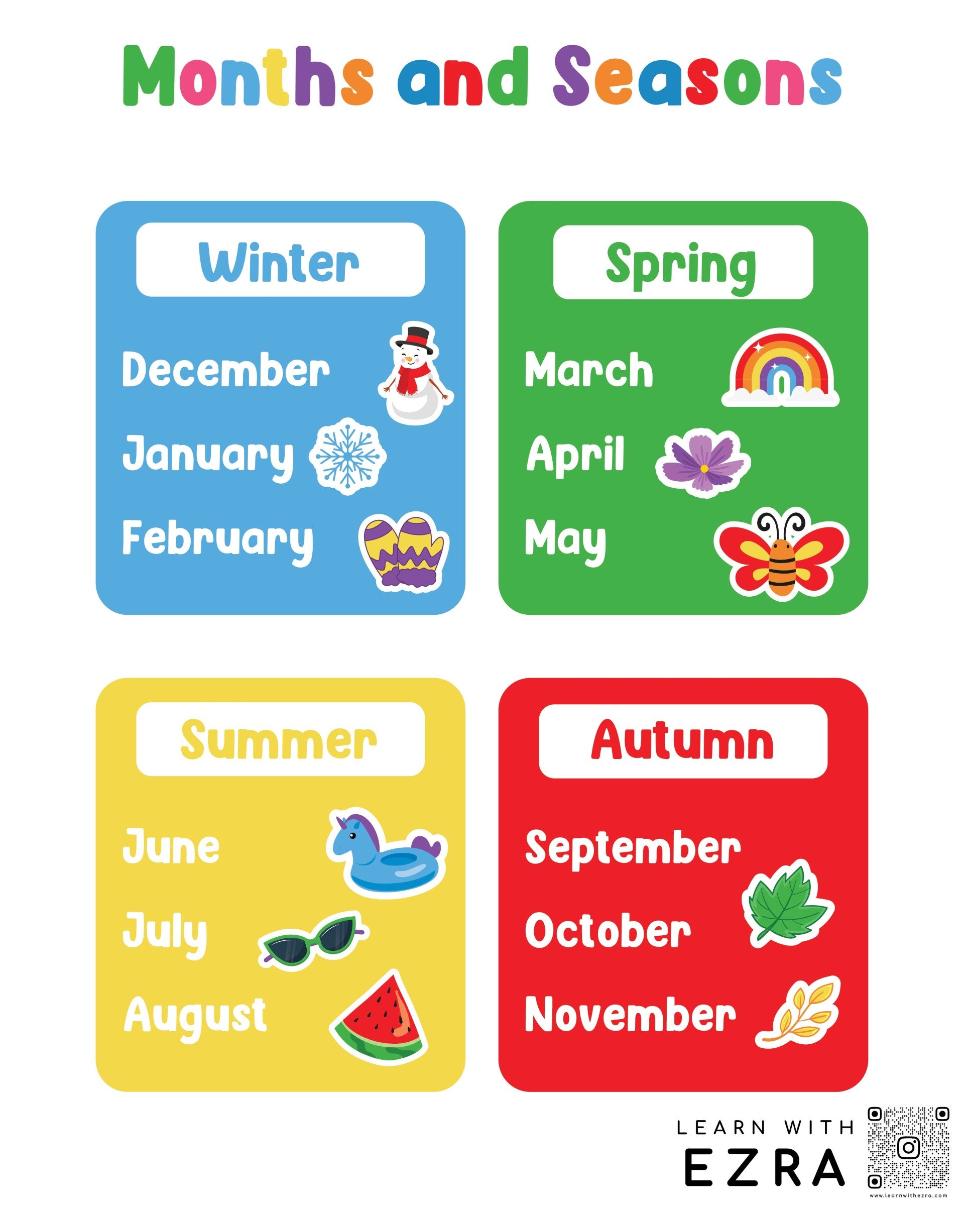 Months & Seasons Wall Chart  | Bookazine HK