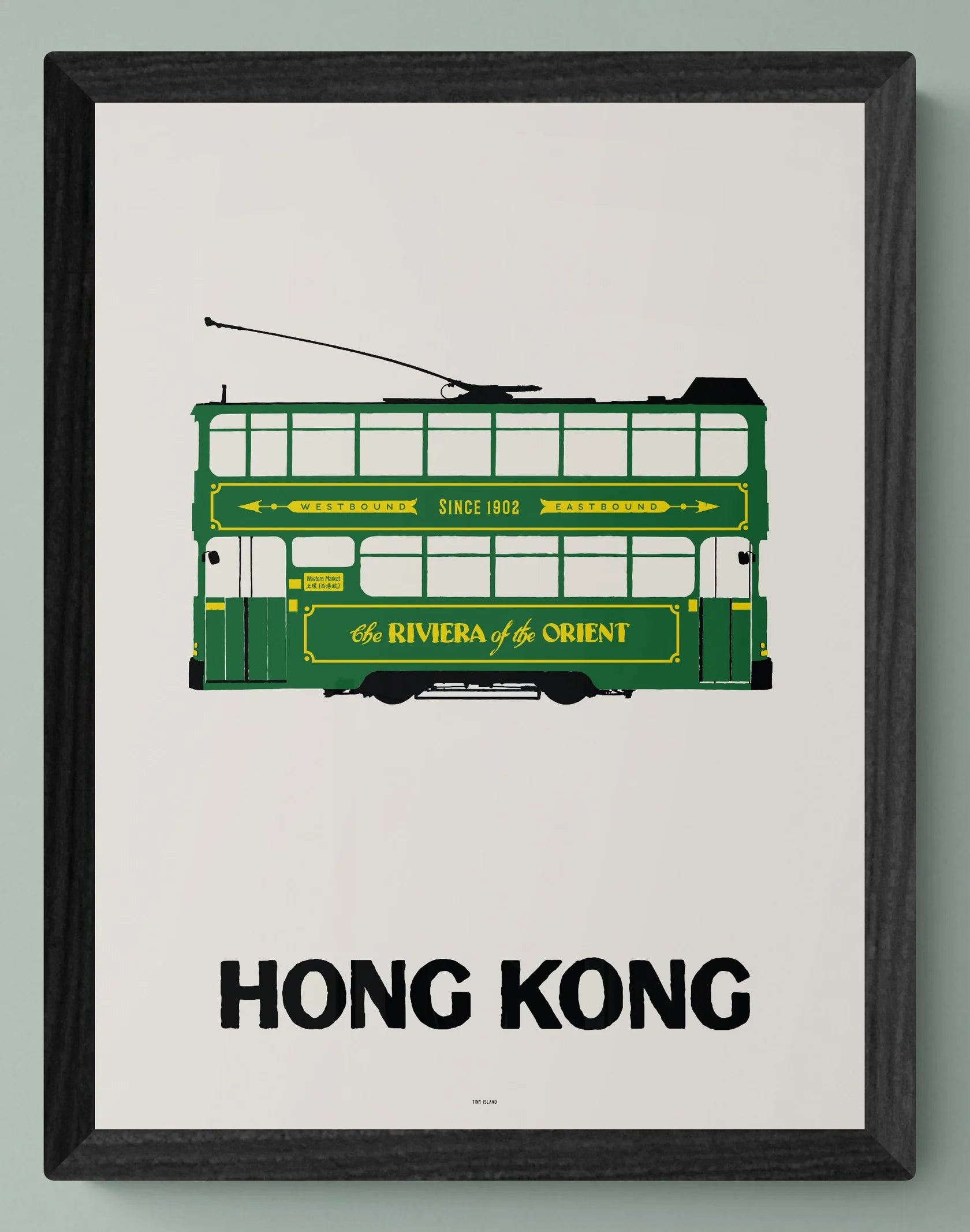 Green On Off White Tram Print 40X30cm With Frame | Bookazine HK