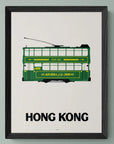 Green On Off White Tram Print 40X30cm With Frame | Bookazine HK