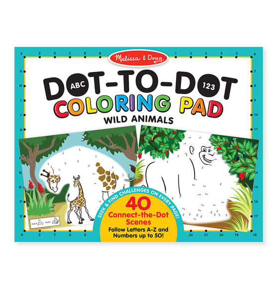 Abc 123 Dot To Dot Coloring Pad Wild Animals