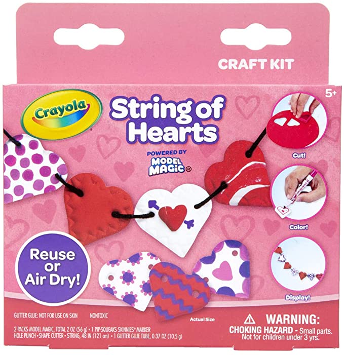 Crayola Model Magic Heart Garland, Valentine Craft Kit, Gift for Kids Ages 5, 6, 7, 8