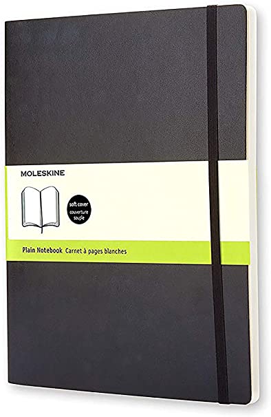 Moleskine Classic Notebook, Soft Cover, XL (7.5&quot; x 9.5&quot;) Plain/Blank, Black, 192 Pages
