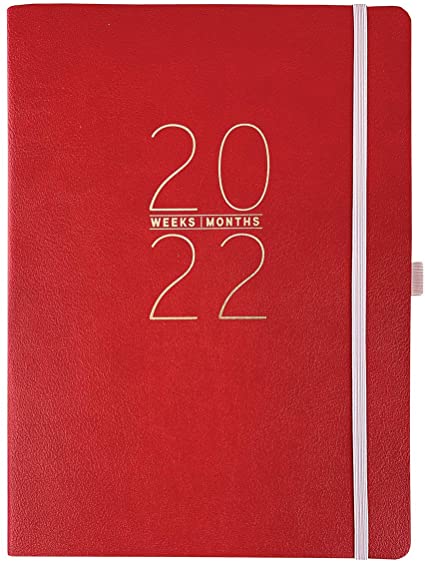 Graphique Designer Planners - 18-Month Dated Calendar - Red - Vegan Leather Business Monthly Planner with Weekly Agenda &amp; Notes - For School, Work, or Home - Jul 2021-Dec 2022 (8&quot; x 10&quot;)
