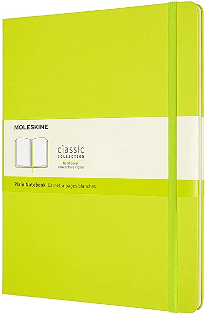 Moleskine Classic Notebook, Hard Cover, XL (7.5&quot; x 9.5&quot;) Plain/Blank, Lemon Green, 192 Pages