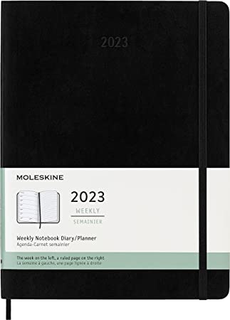 Moleskine Classic 12 Month 2023 Weekly Planner, Soft Cover, XL (7.5&quot; x 9.75&quot;), Black