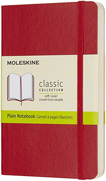Moleskine Classic Notebook, Soft Cover, Pocket (3.5&quot; x 5.5&quot;) Plain/Blank, Scarlet Red, 192 Pages