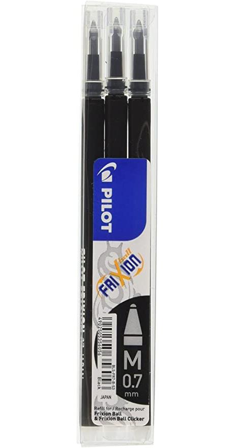 Pilot Refills for Frixion Rollerball 0.7 mm Tip - Black, Pack of 3