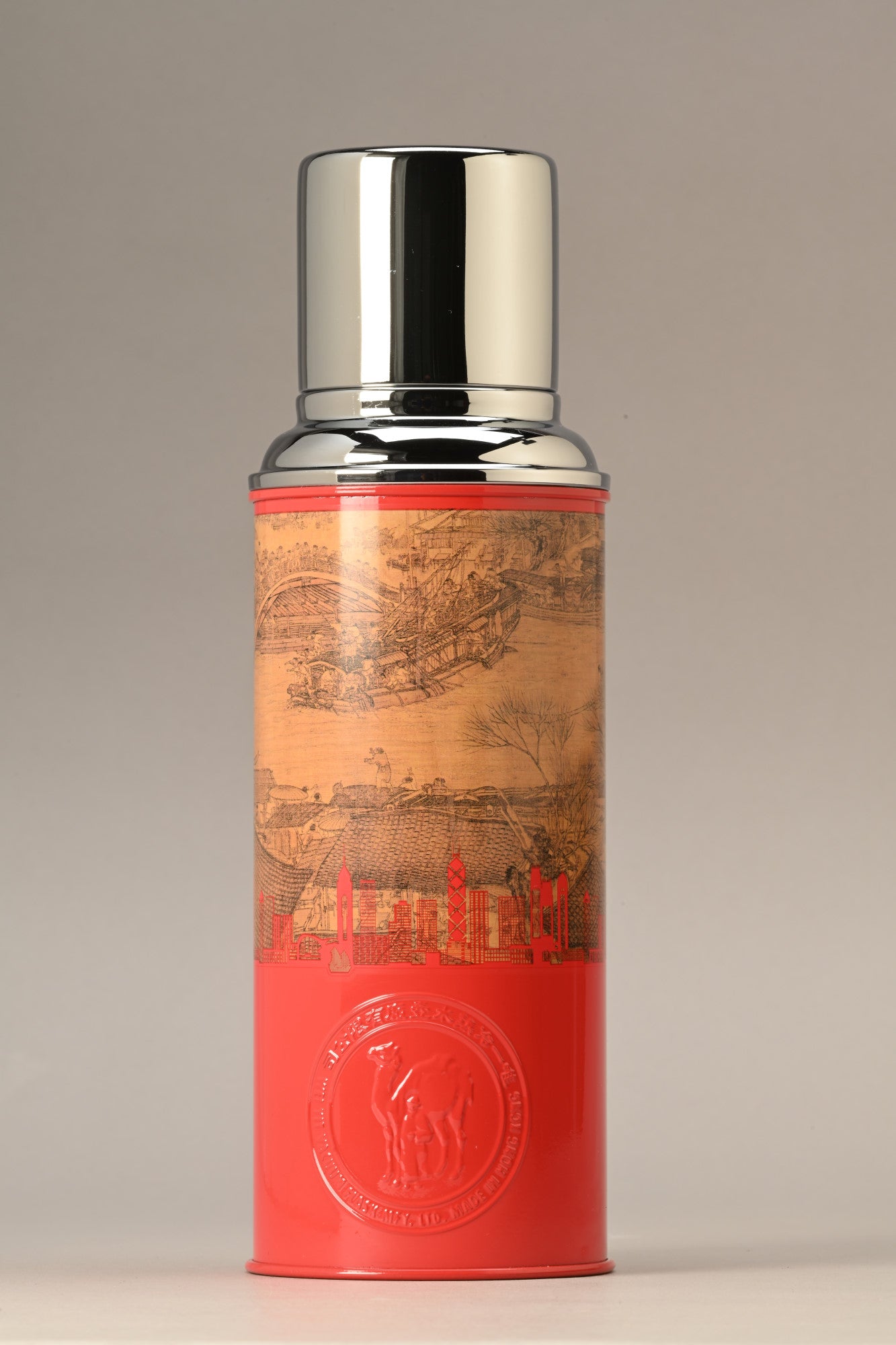 Ching Ming Pattern Red 450ML Glass Vacuum Flask  | Bookazine HK