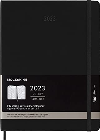 Moleskine PRO 12 Month 2023 Weekly Vertical Planner, Hard Cover, XL (7.5&quot; x 9.75&quot;), Black