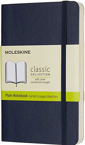 Moleskine Classic Notebook, Soft Cover, Pocket (3.5&quot; x 5.5&quot;) Plain/Blank, Sapphire Blue, 192 Pages