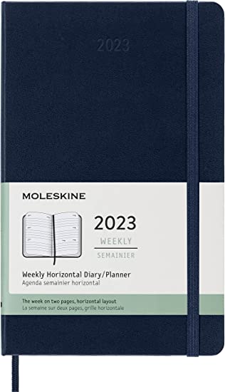 Moleskine 2023 Weekly Horizontal Planner, 12M, Large, Sapphire Blue, Hard Cover (5 x 8.25)