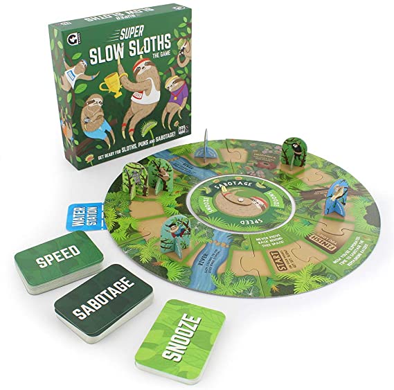 Ginger Fox Super Slow Sloths Board Game - Include 7 Double Sided Race Track - Suitable for Up to 6 Player Aged 8+