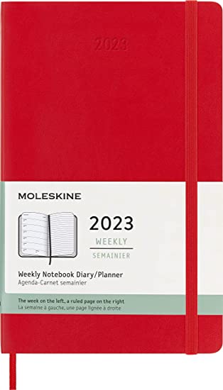 Moleskine Classic 12 Month 2023 Weekly Planner, Soft Cover, Large (5&quot; x 8.25&quot;), Scarlet Red