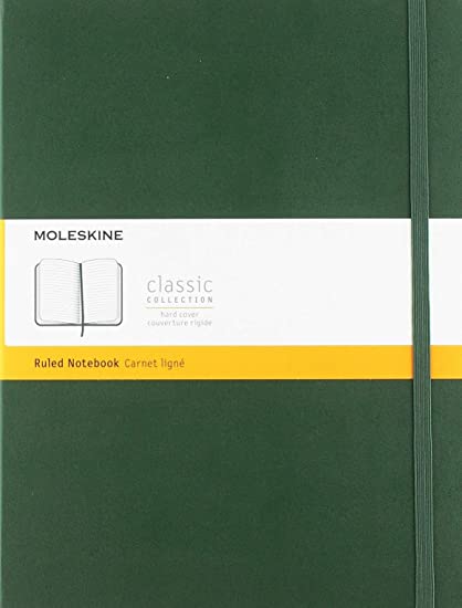Moleskine Classic Notebook, Hard Cover, XL (7.5&quot; x 9.5&quot;) Ruled/Lined, Myrtle Green, 192 Pages