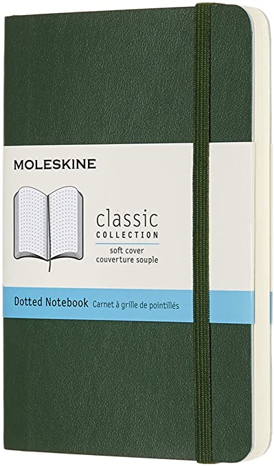 Moleskine Classic Notebook, Soft Cover, Pocket (3.5&quot; x 5.5&quot;) Dotted, Myrtle Green, 192 Pages