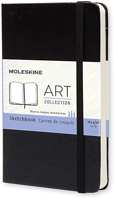 Moleskine Art Sketchbook, Hard Cover, Pocket (3.5&quot; x 5.5&quot;) Plain/Blank, Black, 80 Pages
