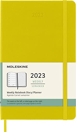 Moleskine Classic 12 Month 2023 Weekly Planner, Hard Cover, Large (5&quot; x 8.25&quot;), Hay Yellow