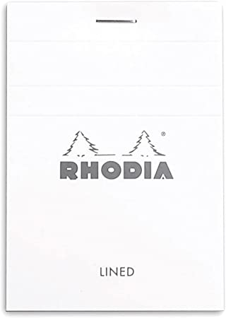 Rhodia Head Stapled Pad, No11 A7, Lined - White