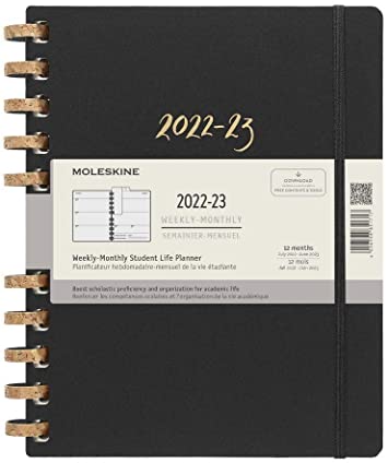 Moleskine Spiral 12 Month 2023 Academic Year Planner, Hard Cover, XXL (8.25&quot; x 11.75&quot;), Midnight
