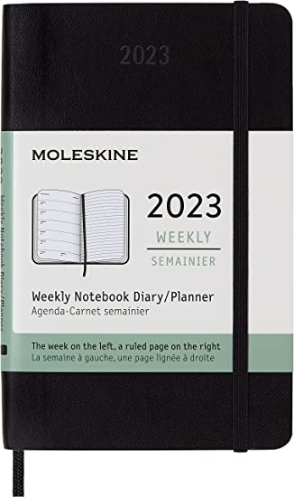 Moleskine Classic 12 Month 2023 Weekly Planner, Soft Cover, Pocket (3.5&quot; x 5.5&quot;), Black
