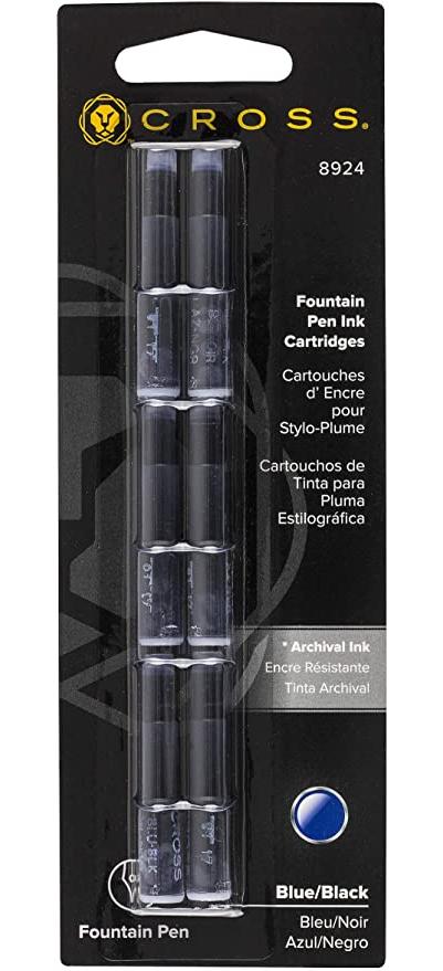 A. T. Cross Ink Cartridge for FH Blue-Black, Blister Card with 1x 6 Pieces