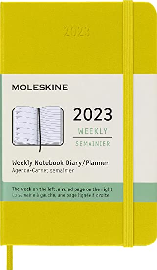 Moleskine Classic 12 Month 2023 Weekly Planner, Hard Cover, Pocket (3.5&quot; x 5.5&quot;), Hay Yellow