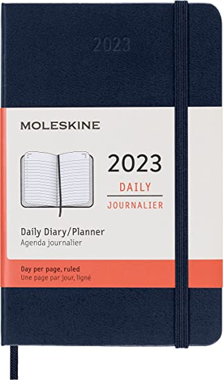 Moleskine Classic 12 Month 2023 Daily Planner, Hard Cover, Pocket (3.5&quot; x 5.5&quot;), Sapphire Blue