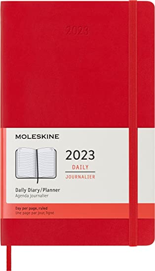 Moleskine Classic 12 Month 2023 Daily Planner, Soft Cover, Large (5&quot; x 8.25&quot;), Scarlet Red