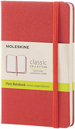 Moleskine Classic Notebook, Pocket, Plain, Coral Orange, Hard Cover (8051272893656)