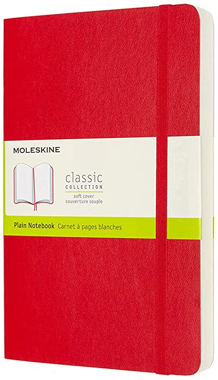 Moleskine Classic Expanded Notebook, Soft Cover, Large (5&quot; x 8.25&quot;) Plain/Blank, Red, 400 Pages
