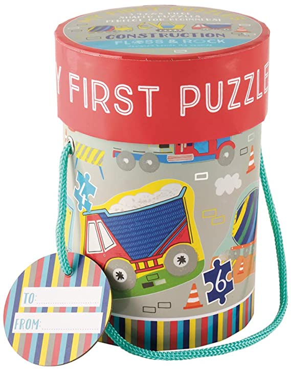 Floss &amp; Rock 40P3595 Construction First Puzzle Toy, 3, 4, 6 and 8 Pieces