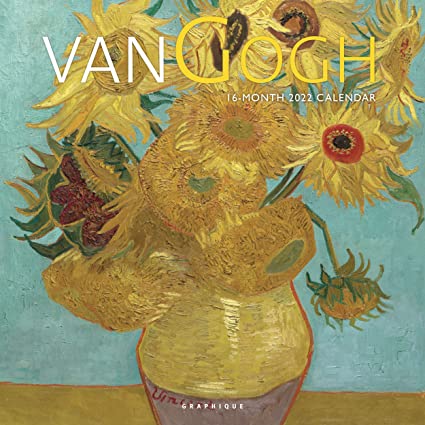 Graphique Van Gogh Wall Calendar, 16-Month 2022 Calendar, 12”x12” w/ 3 Languages, 4-Month Preview &amp; Marked Holidays