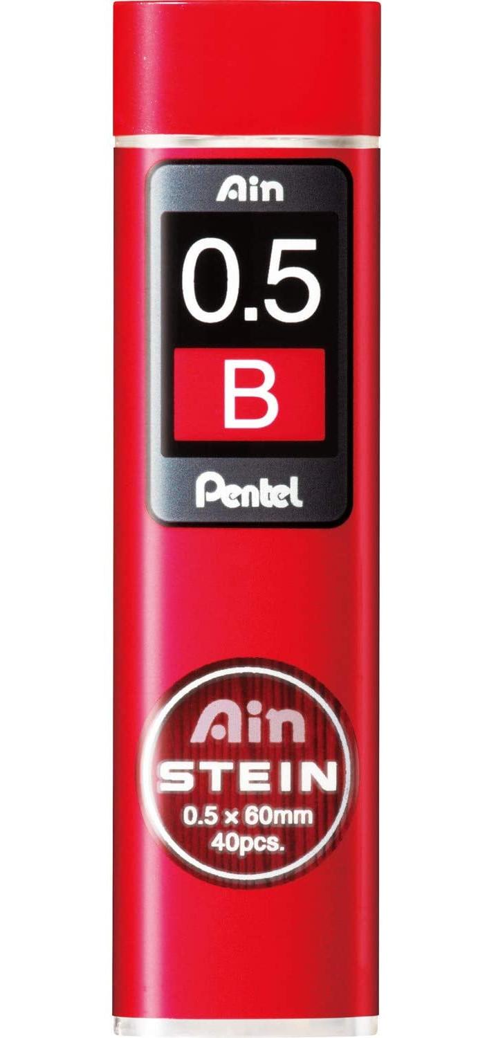 Pentel Ain Stein Mechanical Pencil Lead, 0.5mm B, 40 Leads (C275-B)