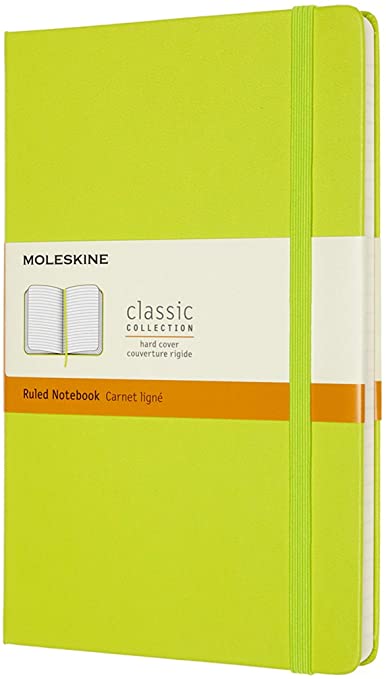 Moleskine Classic Notebook, Hard Cover, Large (5&quot; x 8.25&quot;) Ruled/Lined, Lemon Green, 240 Pages