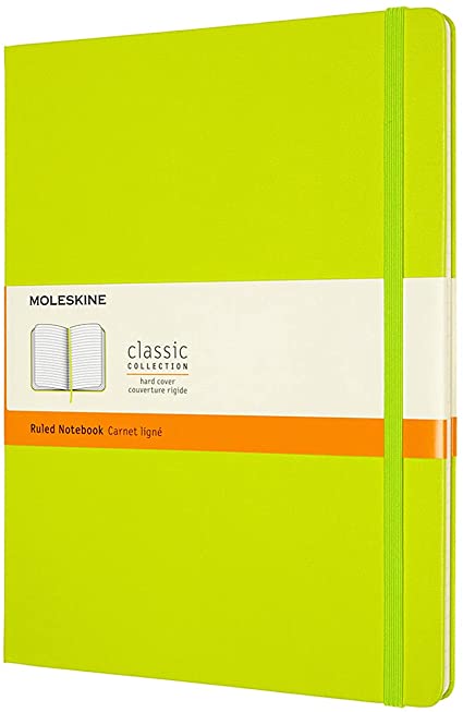 Moleskine Classic Notebook, Hard Cover, XL (7.5&quot; x 9.5&quot;) Ruled/Lined, Lemon Green, 192 Pages