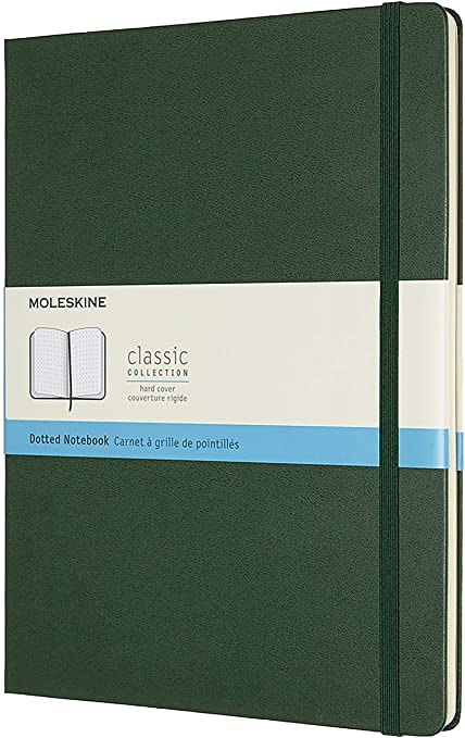 Moleskine Classic Notebook, Hard Cover, XL (7.5&quot; x 9.5&quot;) Dotted, Myrtle Green, 192 Pages