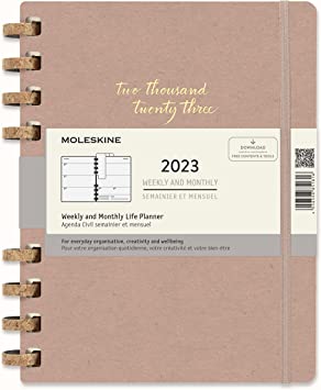 Moleskine Spiral 12 Month 2023 Solar Year Planner, Hard Cover, XL (7.5&quot; x 9.75&quot;), Almond