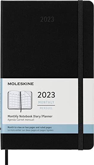 Moleskine Classic 12 Month 2023 Monthly Planner, Hard Cover, Large (5&quot; x 8.25&quot;), Black
