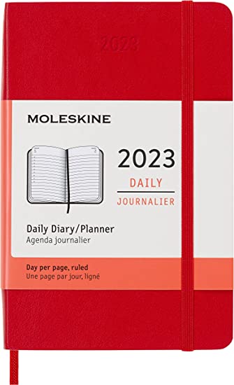 Moleskine Classic 12 Month 2023 Daily Planner, Soft Cover, Pocket (3.5&quot; x 5.5&quot;), Scarlet Red